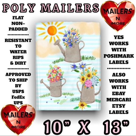( Quantity 50 10x13 ) Watering Can Flowers Poly Mailers Bag Shipping Envelopes - Picture 2 of 2